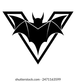 Bat logo vector, flat design, Halloween holiday symbol, simple bat icon logo illustration