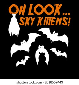 bat lover ky kittens halloween cary cat pun design vector illustration for use in design and print poster canvas