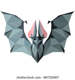 Bat. Low poly Bat . Low poly illustration Bat. Polygonal Bat .