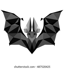 Bat. Low poly Bat . Low poly illustration Bat. Polygonal Bat .