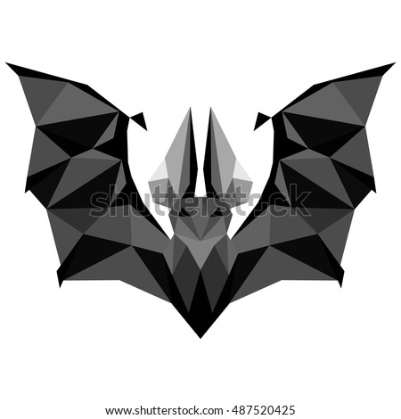 Bat. Low poly Bat . Low poly illustration Bat. Polygonal Bat .