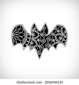 Bat mandala. Witch accessories. Element from mystery collection for Halloween party decoration, t shirt, invitation card, print. Vector illustration.