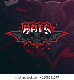bat mascot logo design vector with modern illustration concept style for badge, emblem and tshirt printing. flying bat illustration.