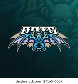 Vector de diseño de logotipo de mascota de murciélago. Ilustración de murciélago enojado para deportes y equipo de deportes electrónicos.