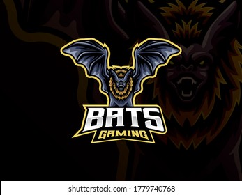 Bat mascot sport logo design. Nocturnal animal mascot vector illustration logo. Wild bat mascot design, Emblem design for esports team. Vector illustration