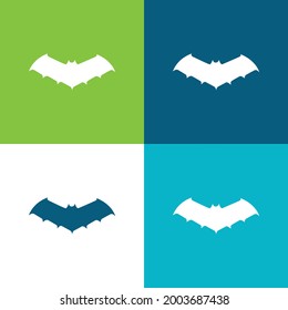 Bat In Medium Size Variant Silhouth Flat cuatro colores minimo conjunto de iconos