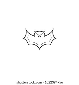 bat minimalist with creepy face lineart vector design