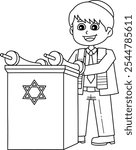 Bat Mitzvah Boy Reading the Torah Isolated 