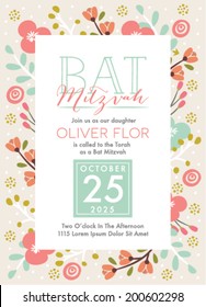 Bat Mitzvah Invitation Card in Vector