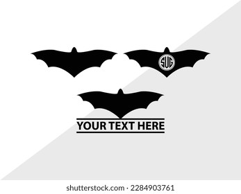 Bat Monogram Vector Illustration Silhouette