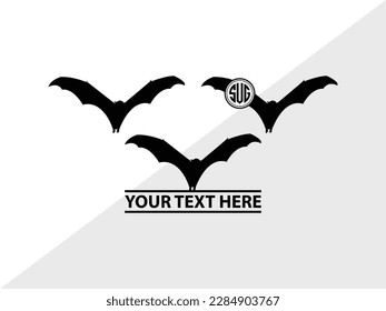 Bat Monogram Vector Illustration Silhouette