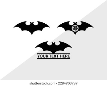 Bat Monogram Vector Illustration Silhouette