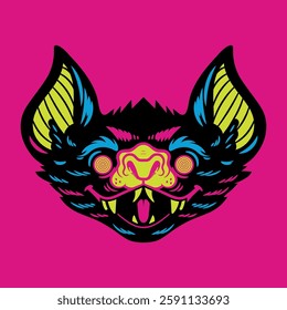 Bat Monster Character Face Tattoo Vector