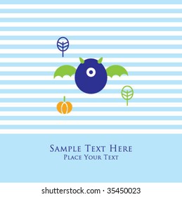 bat monster greeting in blue