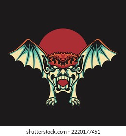 Bat Monster Retro Vector Illustration