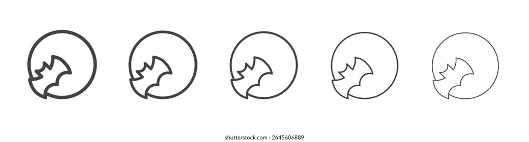 Símbolo de vetor de ilustração de contorno de ícone de lua de morcego