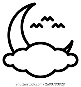 Ícone de lua de morcego em Contorno. linha Estilo de arte