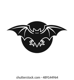 Bat and moon icon in simple style on a white background vector illustration