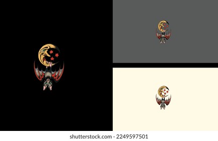 bat with moon vector illustration artwork design
