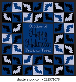 Bat mosaic retro Halloween card in vector format.