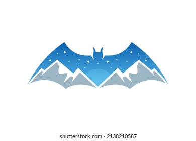 Bat mountains logo design template