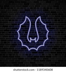 bat neon glow sign on dark brick wall background. vector illustration for halloween or day of the dead