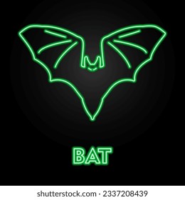 bat neon sign, modern glowing banner design, colorful modern design trend on black background. Vector illustration.