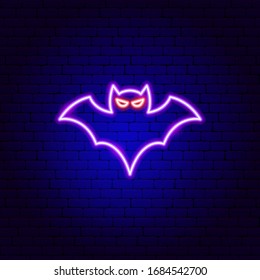 Bat Neon Sign. Vector Illustration of Animal Promotion.