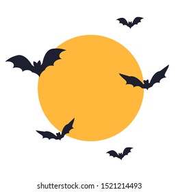 bat night halloween moon isolated on white