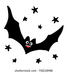 Bat in the night sky. Halloween vector illustration