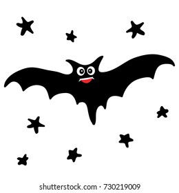 Bat in the night sky. Halloween vector illustration