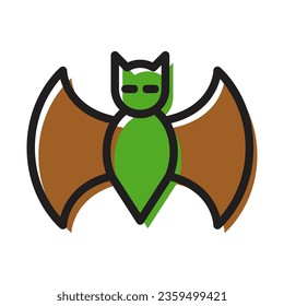 bat nightmare colored outline icon
