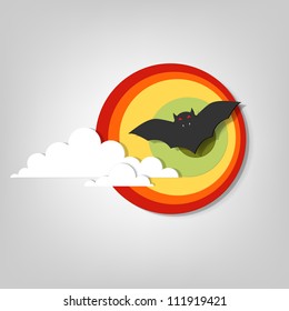 bat on background of the moon