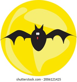 a bat on the background of the moon