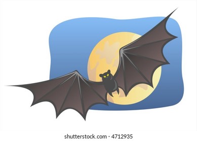Bat on a background the moon and the night sky.