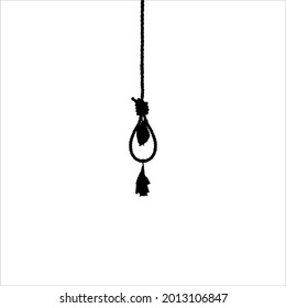 Bat on the Gallows (Hanging Rope). Dramatic, Creepy, Horror, Scary, Mystery, or Spooky Illustration. Illustration for Horror Movie or Halloween Poster Element. Vector Illustration 