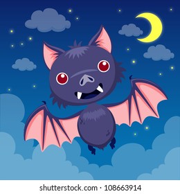 Bat on night sky