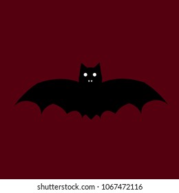 bat on red background halloween card