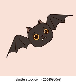 A bat on a white background, a character. A cute bat for your Halloween design. A symbol of a happy Halloween holiday. Vector illustration