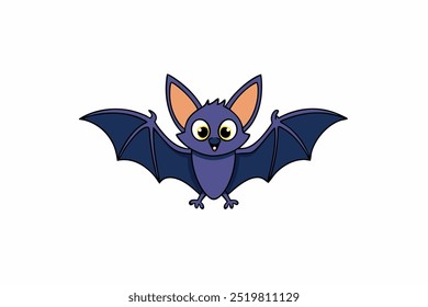 Bat on White Background Vector Illustration