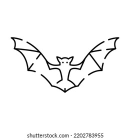 Bat one line Halloween vector icon. Bats Line Art Minimalis Illustration. Animal Illustration for Halloween Modern Design. Trick or treat and scary Vector