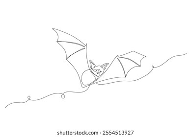 Bat one line illustration. Vector continuous outline isolated sketch