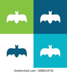 Bat With Open Wings Flat four color minimal icon set