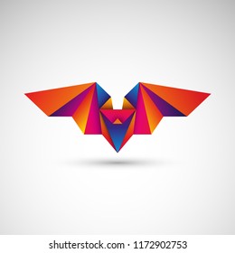 bat origami isolated vector
