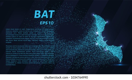 Bat out of particles. Bat consists of circles and points. Vector illustration