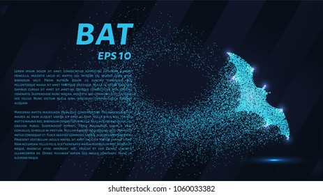 Bat out of particles. Bat consists of circles and points. Vector illustration