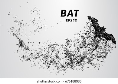 Bat out of particles. Bat consists of circles and points. Vector illustration.