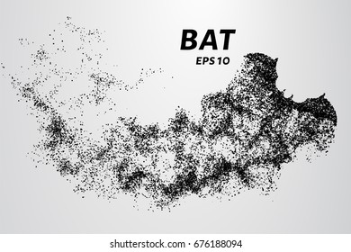 Bat out of particles. Bat consists of circles and points. Vector illustration