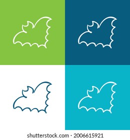 Bat Outline Flat four color minimal icon set