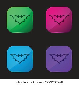 Bat Outline four color glass button icon